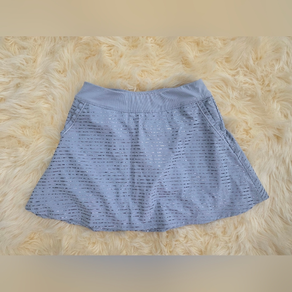 Light Blue Metallic Stripe Athletic Skort